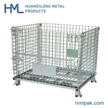 Industrial Folding Collapsible Portable Metal Mesh Wire Container with Wheels